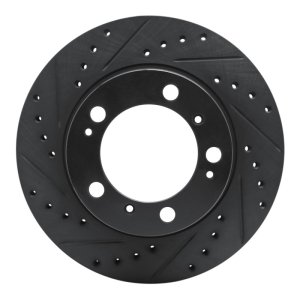 Porsche Boxster Brake Rotor (1) - Rear Left - R1 Concepts - Drilled & Slotted - Black - `97-`04